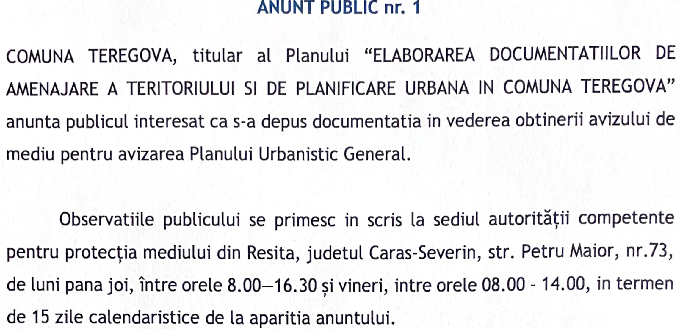 anunt teregova 28.10.26